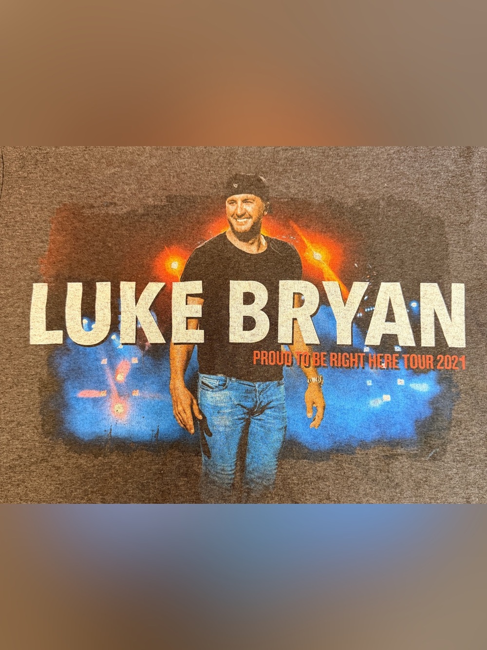 Concert Tee T Shirt L Gray Luke Bryan Proud To Be Right Here 2021 Tour 2 Sided C